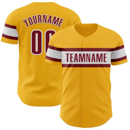 Gold0557 Custom Gold Crimson-White Authentic Baseball Jersey