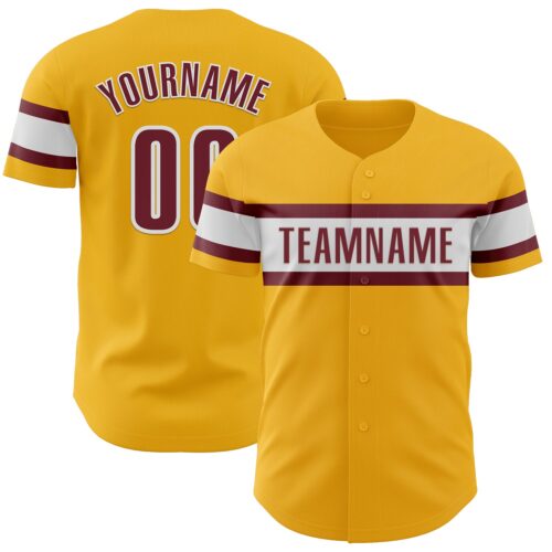 Gold0559 Custom Gold Burgundy-White Authentic Baseball Jersey