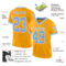 Custom Gold Light Blue-White Mesh Authentic Throwback Football Jersey