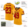 Custom Gold Red-Black Mesh Authentic Throwback Football Jersey