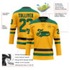 Custom Gold Kelly Green-Black Hockey Lace Neck Jersey