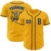 Custom Gold Navy-Light Blue Authentic Baseball Jersey