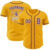 Custom Gold Purple-White Authentic Baseball Jersey