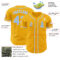 Custom Gold Light Blue-White Authentic Baseball Jersey