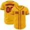 Custom Gold Red-Black Authentic Baseball Jersey