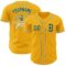Custom Gold Green-White Authentic Baseball Jersey
