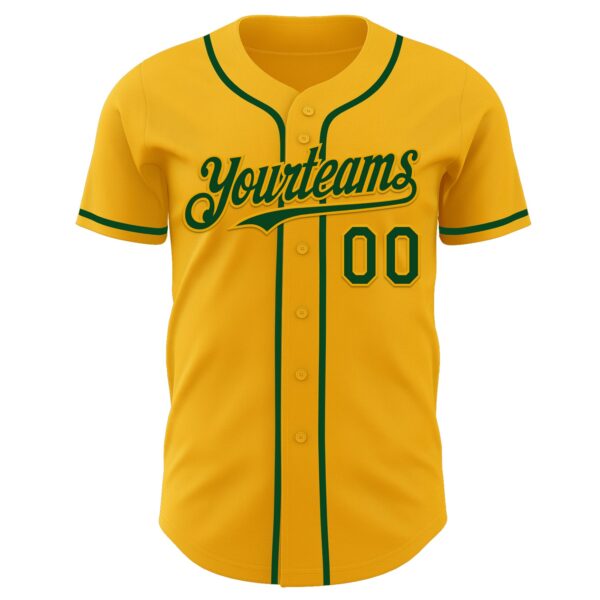 Custom Gold Green Authentic Baseball Jersey