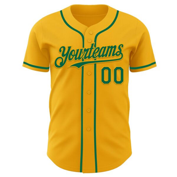 Custom Gold Kelly Green Authentic Baseball Jersey