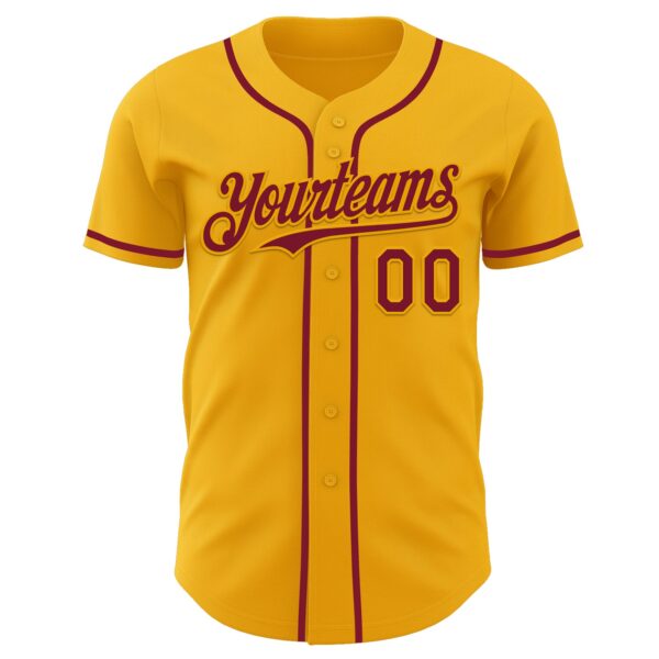 Custom Gold Crimson Authentic Baseball Jersey