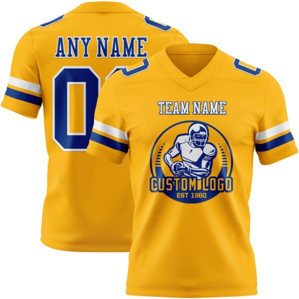 Custom Gold Royal-White Authentic Football Jersey