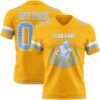 Custom Gold Light Blue-White Authentic Football Jersey