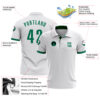 Custom White Kelly Green Performance Golf Polo Shirt