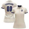 Custom Cream Navy Performance Golf Polo Shirt