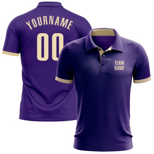 GolfPolo0069 Custom Purple Cream Performance Golf Polo Shirt