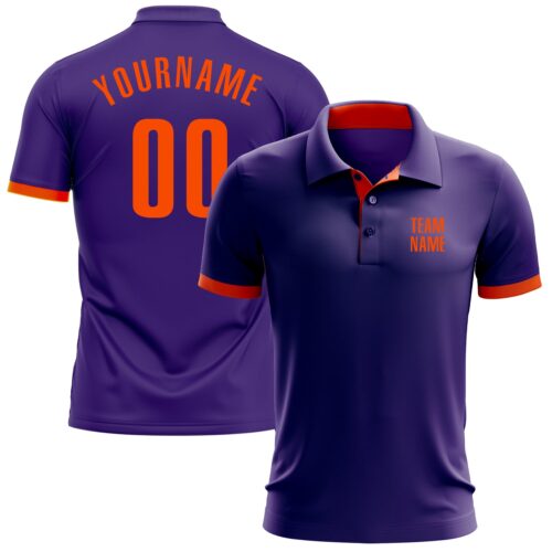 GolfPolo0070 Custom Purple Orange Performance Golf Polo Shirt