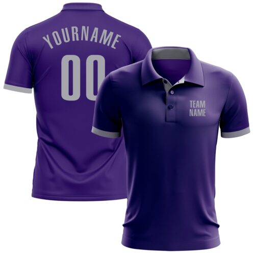 GolfPolo0071 Custom Purple Gray Performance Golf Polo Shirt
