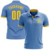 Custom Light Blue Yellow Performance Golf Polo Shirt