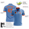 Custom Light Blue Orange Performance Golf Polo Shirt