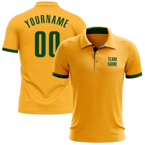 GolfPolo0106 Custom Gold Green Performance Golf Polo Shirt