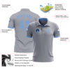 Custom Gray Light Blue Performance Golf Polo Shirt
