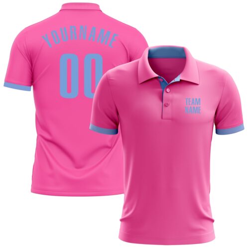 GolfPolo0148 Custom Pink Light Blue Performance Golf Polo Shirt