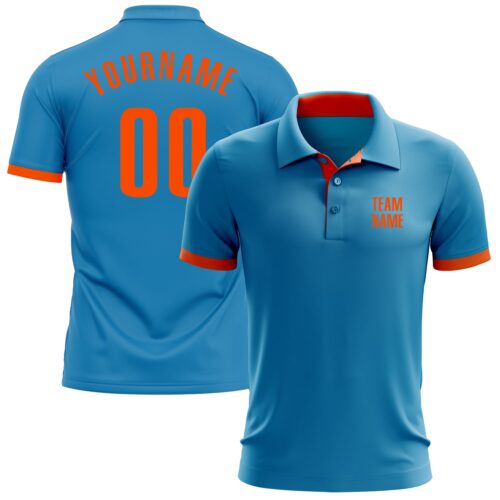 GolfPolo0158 Custom Panther Blue Orange Performance Golf Polo Shirt