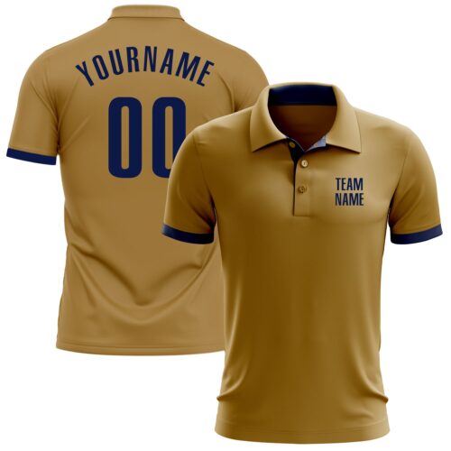 GolfPolo0165 Custom Old Gold Navy Performance Golf Polo Shirt