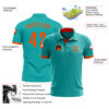 Custom Aqua Orange Performance Golf Polo Shirt