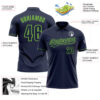 Custom Navy Navy-Neon Green Performance Vapor Golf Polo Shirt