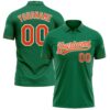 Custom Kelly Green Orange-White Performance Vapor Golf Polo Shirt