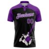 Custom Black Purple-White 3D Pattern Design Bowling Performance Polo Shirt