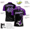 Custom Black Purple-White 3D Pattern Design Bowling Performance Polo Shirt