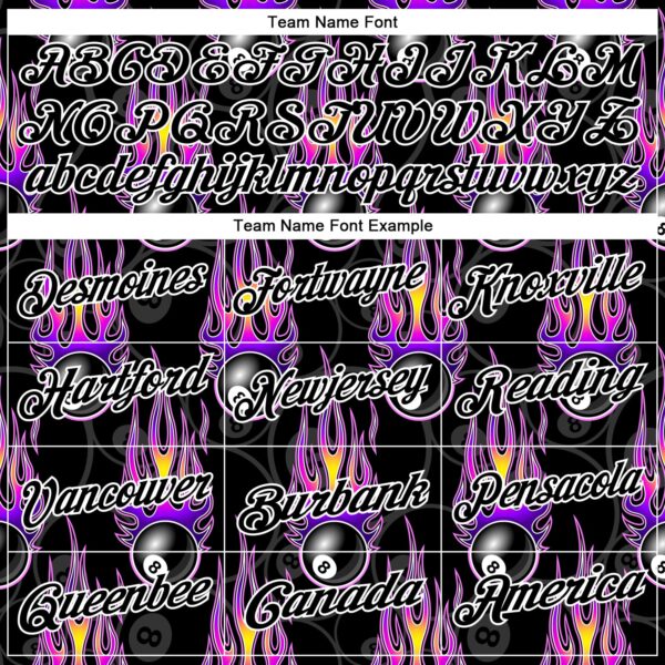 Custom Black White-Purple 3D Pattern Design Flame Billiards 8 Ball Performance Polo Shirt