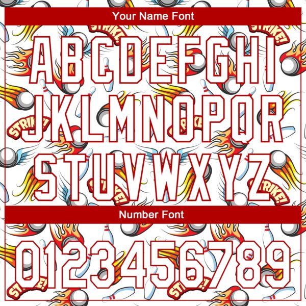 Custom White Red 3D Pattern Design Firely Bowling Performance Polo Shirt