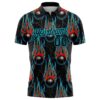 Custom Black Lakes Blue 3D Pattern Design Bowling Ball With Hotrod Flame Performance Polo Shirt