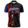 Custom Black Red-Royal 3D Pattern Design Golf Ball American Flag Performance Golf Polo Shirt