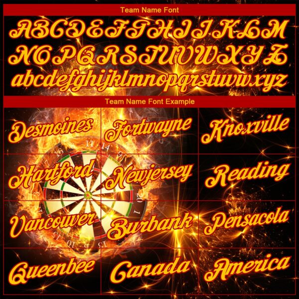 Custom Black Yellow-Red 3D Pattern Design Flame Dart Board Performance Golf Polo Shirt