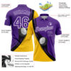 Custom Purple Yellow-Black 3D Pattern Design Golf Ball Performance Golf Polo Shirt