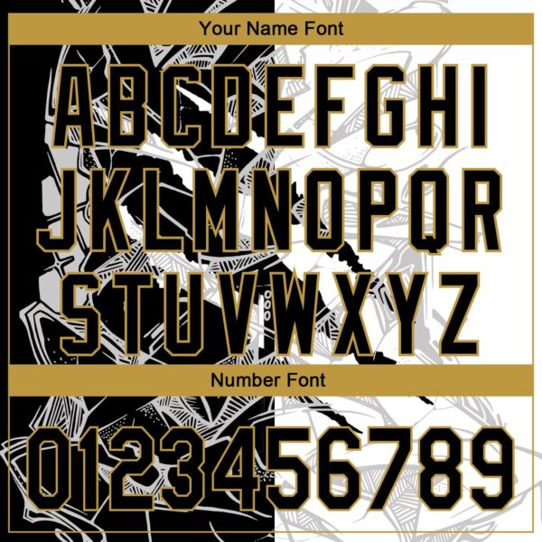 Custom Graffiti Pattern Black-Old Gold 3D Scratch Performance Golf Polo Shirt