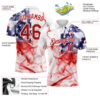 Custom White Red-Purple 3D American Flag Performance Golf Polo Shirt