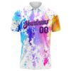 Custom White Royal-Pink 3D Pattern Design Watercolor Performance Golf Polo Shirt