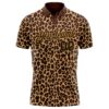 Custom Brown Old Gold 3D Pattern Design Leopard Print Performance Golf Polo Shirt