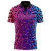 Custom Pink Purple-Black 3D Pattern Design Leopard Print Performance Golf Polo Shirt