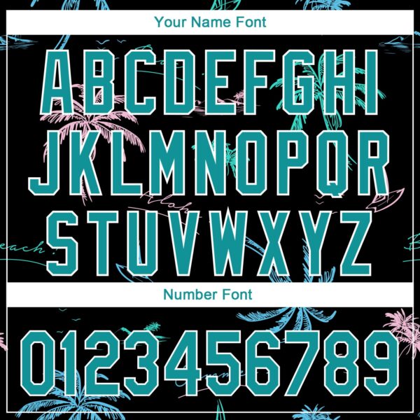 Custom Black Teal-White 3D Pattern Design Hawaii Palm Trees Performance Golf Polo Shirt