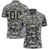 Custom Camo Black-Cream 3D Performance Salute To Service Golf Polo Shirt