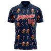 Custom Navy Red-White 3D Christmas Performance Golf Polo Shirt