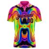 Custom Pink Black 3D Pattern Design Abstract Iridescent Psychedelic Swirl Fluid Art Performance Golf Polo Shirt
