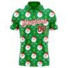 Custom Grass Green Red-White 3D Christmas Performance Golf Polo Shirt