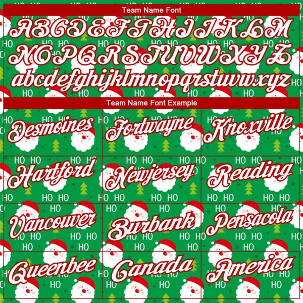 Custom Grass Green Red-White 3D Christmas Performance Golf Polo Shirt