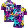 Custom Graffiti Pattern White-Purple 3D Performance Golf Polo Shirt